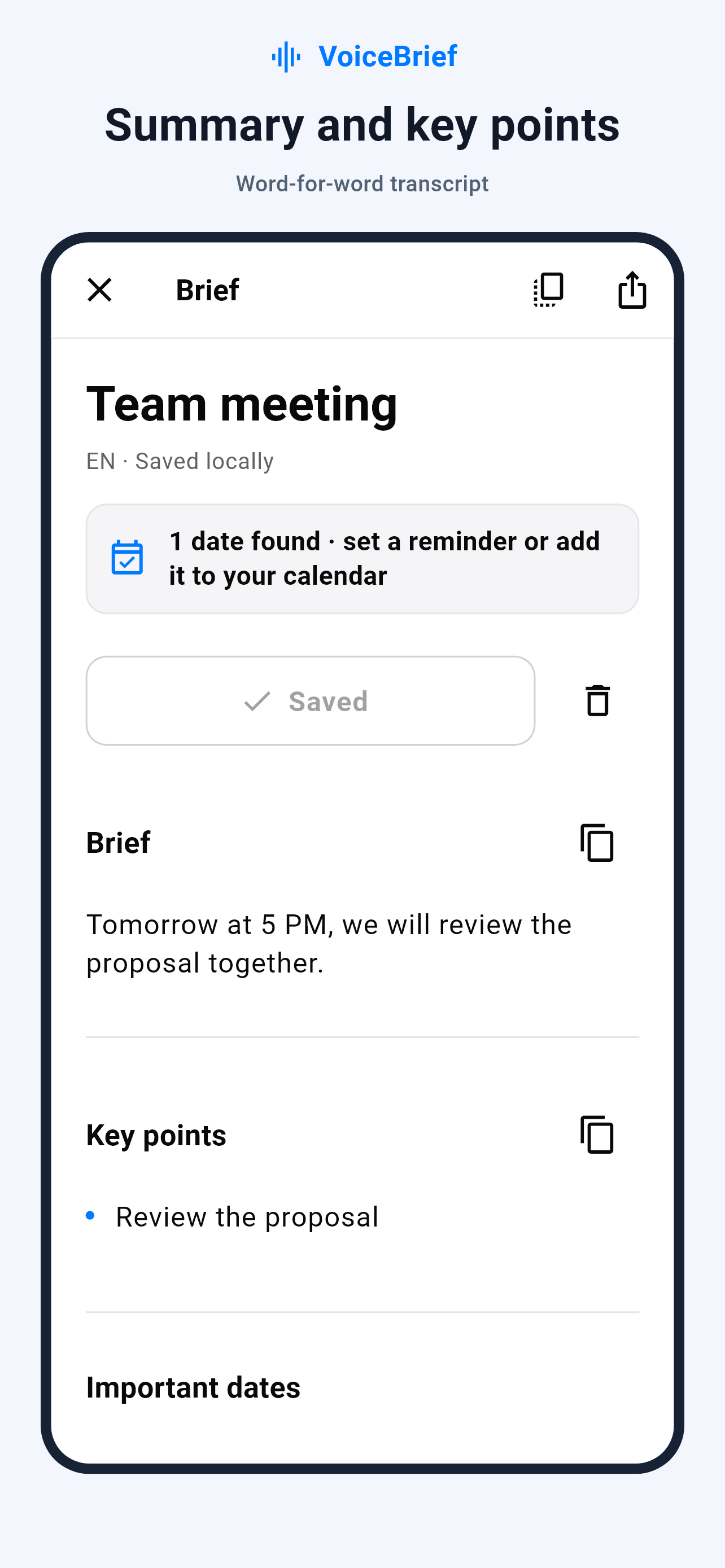 Summary and key points